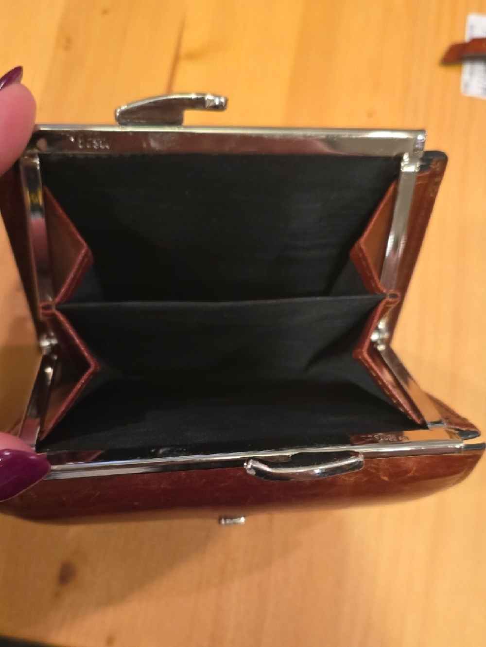 Bosca Leather Bifold Wallet with Silver Clasp - Brown - Picture 3 of 4